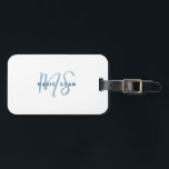 Teal Blue Minimalist Simple Two Monogram Luggage Tag<br><div class="desc">Teal Blue Minimalist Simple Two Monogram luggage tag perfect for bosses,  consultants,  professionals or businessmen.</div>