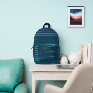 Teal Blue Minimalist Stripe Backpack