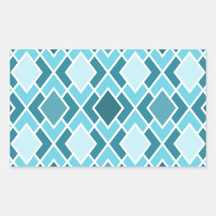 Teal Blue Modern Diamond Geometric Pattern Rectangular Sticker