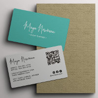 TEAL BLUE Modern Elegant Minimal QR Code Creative