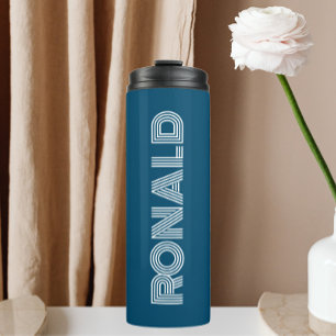 Teal Blue Modern Typography Personalised Name Thermal Tumbler