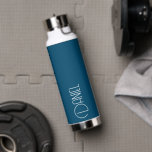 Teal Blue Modern Typography Personalised Water Bottle<br><div class="desc">Trendy,  vacuum insulated water bottle that features personalised name in white,  modern typography on a teal blue colour background. Personalise bottle by editing and replacing name with your own as desired. Perfect for a birthday gift,  wedding groomsman gift,  etc. Select your water bottle style. Select your water bottle style.</div>