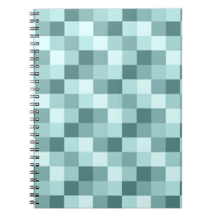 Teal Blue Monochrome Chequered Pattern Notebook