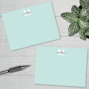 Teal Blue Monogram Post-it Notes