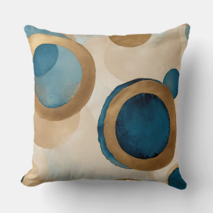 teal-blue muted copper and beige circles cushion