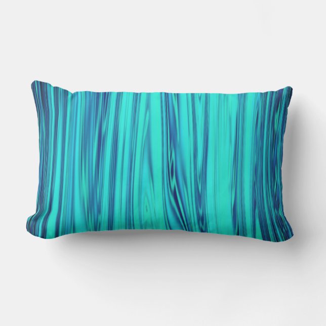 Teal Blue Ocean Wave Shiny Abstract Cute Colourful Lumbar Cushion (Front)