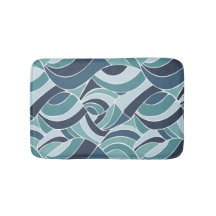 Teal & Blue Ocean Waves Bath Mat