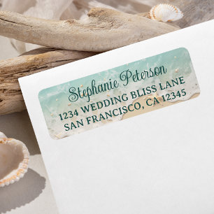Teal Blue Ocean Waves Beach Return Address Label