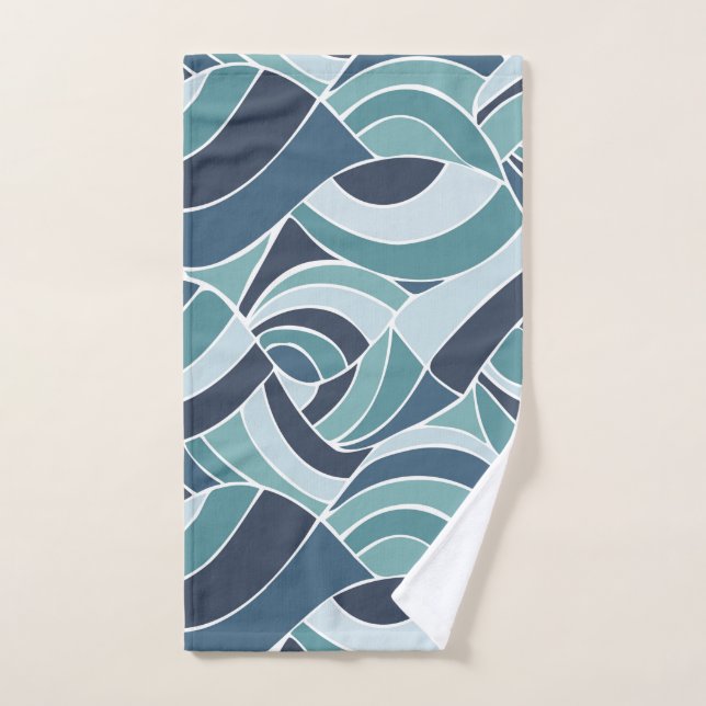 Teal & Blue Ocean Waves Hand Towel (Hand Towel)