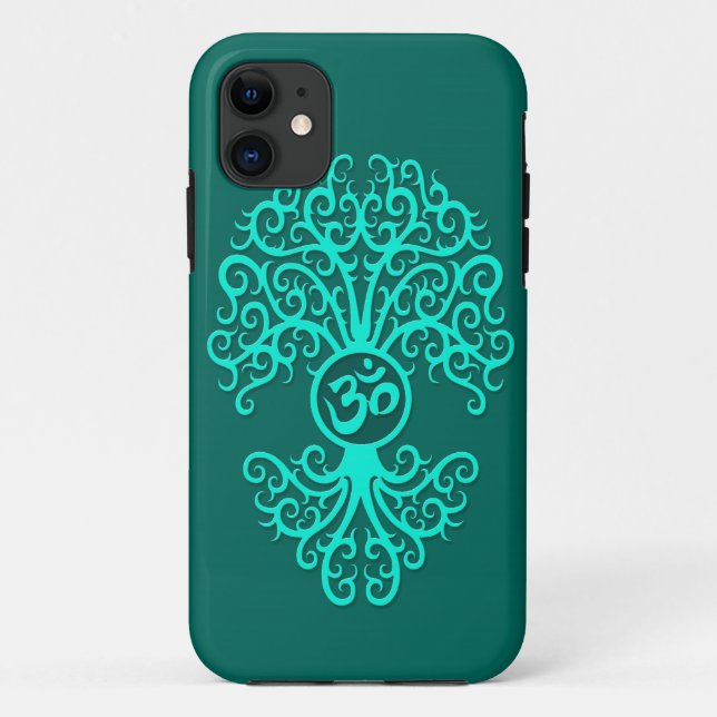 Teal Blue Om Tree Case-Mate iPhone Case (Back)