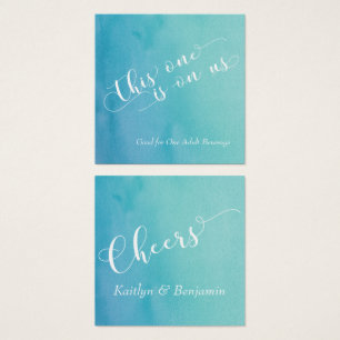 Teal & Blue Ombre Watercolor Drink Tickets