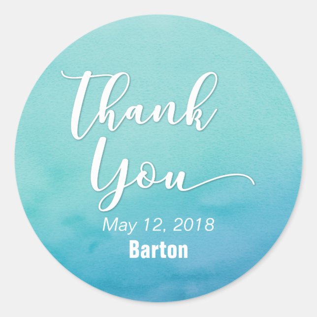 Teal & Blue Ombre Wedding Celebration Classic Round Sticker (Front)