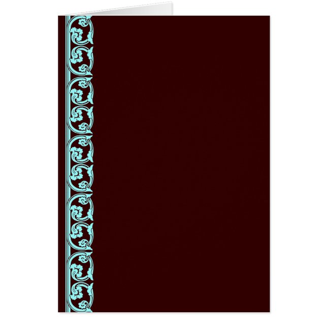 Teal Blue on Chocolate Gothic Blank Art Card (Front)