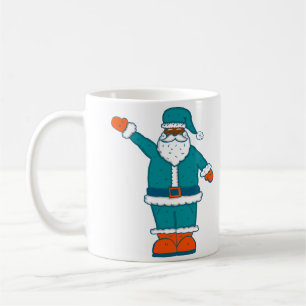 teal blue orange christmas black santa claus coffee mug