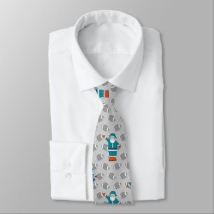 teal blue orange christmas santa claus basketball tie
