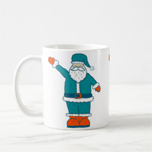teal blue orange christmas santa claus coffee mug