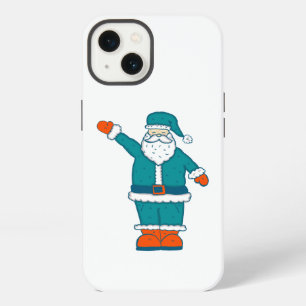 teal blue orange christmas santa claus iPhone 13 case