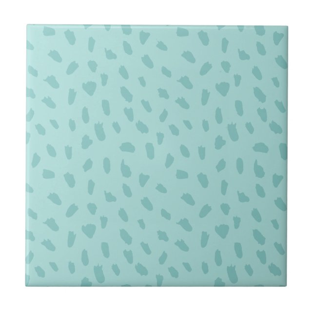 Teal Blue Pattern Ceramic Tile (Front)