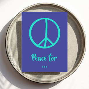 Teal Blue Peace Sign Postcard - Customisable