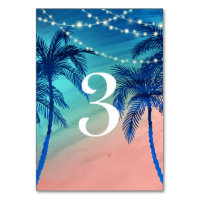 Teal Blue & Peach Palm Tree Table Numbers