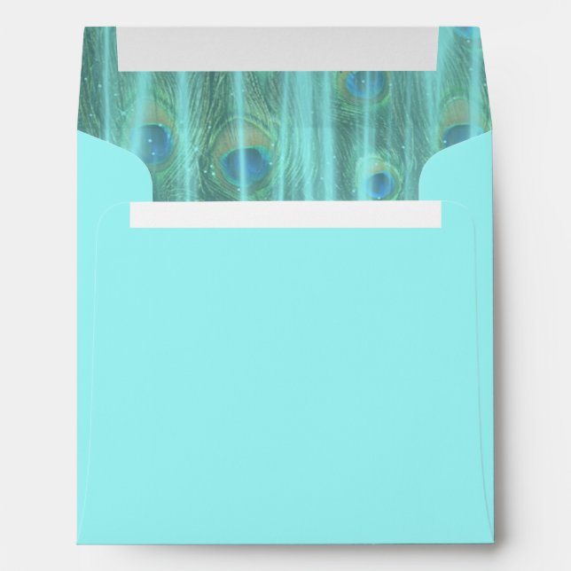 Teal Blue Peacock Feathers Envelopes (Back (Bottom))
