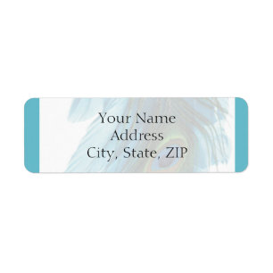 Teal Blue Peacock Plume Anniversary Return Address Label