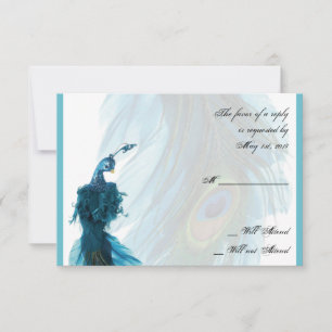 Teal Blue Peacock Plume Response Card