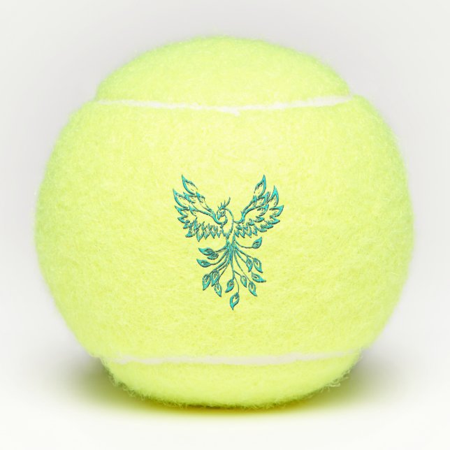 Teal Blue Phoenix Rises  Tennis Balls (Front)