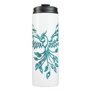 Teal Blue Phoenix Rises  Thermal Tumbler
