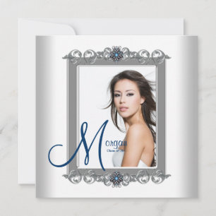 Teal Blue Photo Graduation Announcements