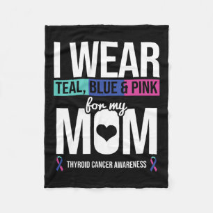 Teal Blue Pink For Mum Thyroid Cancer Awareness Ri Fleece Blanket