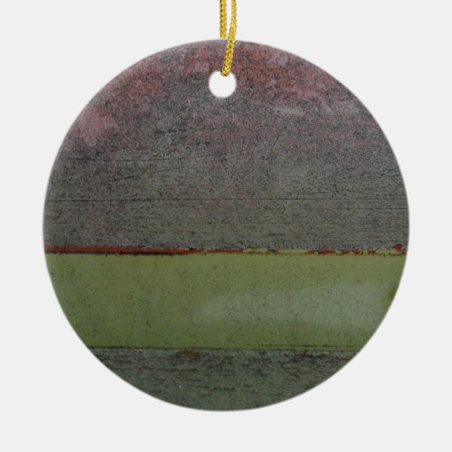 Teal Blue  Pink Green rusted Ceramic Tree Decoration (Front)