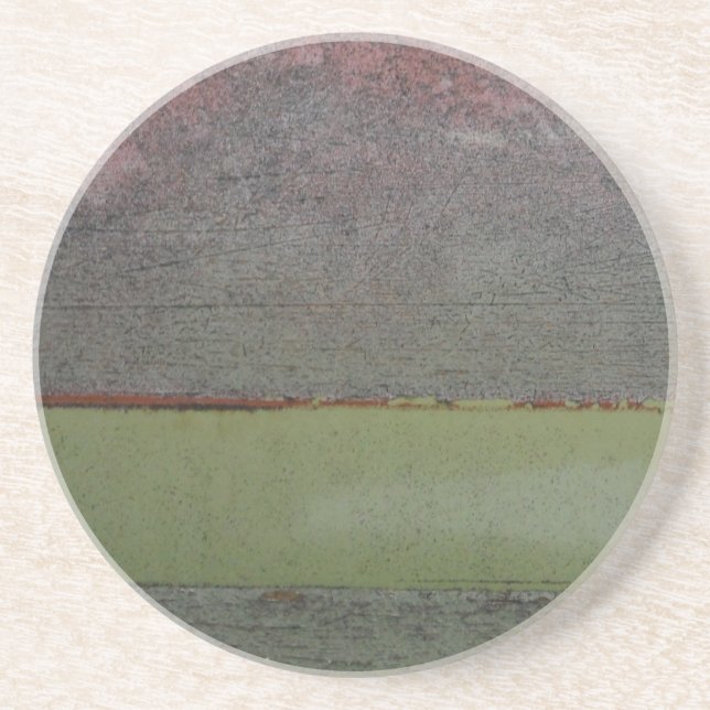 Teal Blue  Pink Green rusted Coaster (Front)