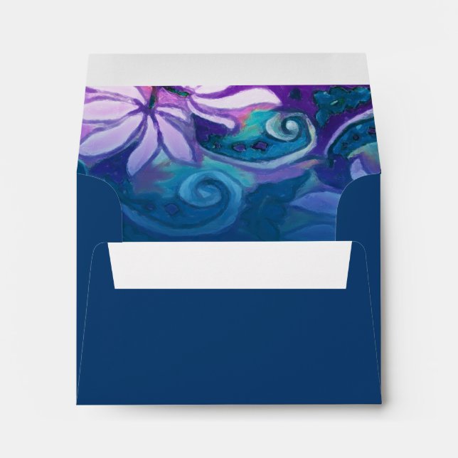 Teal Blue Pink Purple Floral Watercolor RSVP Envelope (Back (Bottom))