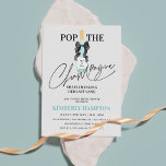 Teal Blue Pop The Champagne Bridal Shower Invitation<br><div class="desc">Pop The Champagne She's Changing Her Last Name! Celebrate the bride-to-be as she embarks on a new chapter! Join us in popping the champagne for a sophisticated bridal shower featuring a stunning modern teal blue, gold and black colour palette with a luxury champagne bottle. Let's raise a glass in celebration...</div>