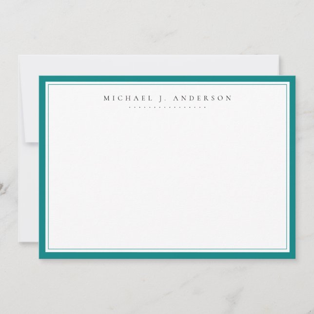 Teal Blue Professional Correspondence  Note Card (Front)