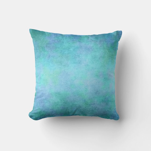 Teal Blue, Purple, Aqua, and Violet Watercolor Cushion (Front)