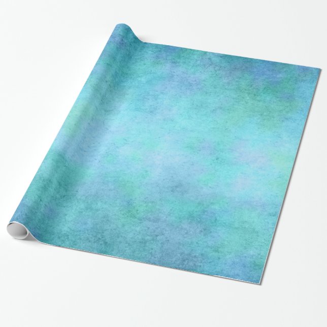 Teal Blue, Purple, Aqua, and Violet Watercolor Wrapping Paper (Unrolled)