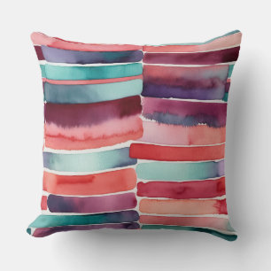 teal blue purple peach burgundy abstract cushion