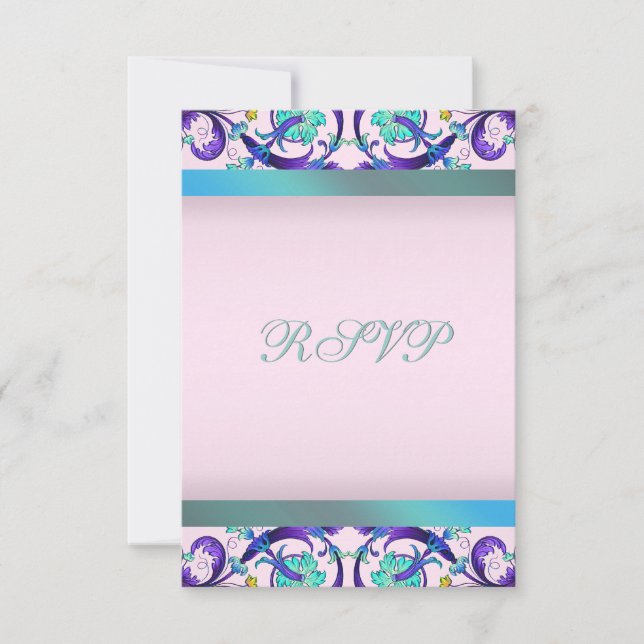 Teal Blue Purple Pink RSVP Template (Front)