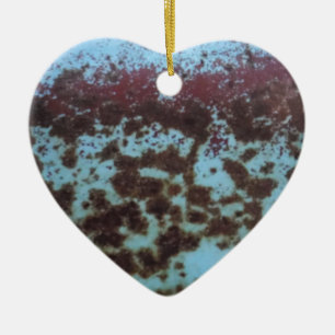 Teal Blue & Purple Rusted background Ceramic Ornament