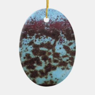 Teal Blue & Purple Rusted background Ceramic Ornament