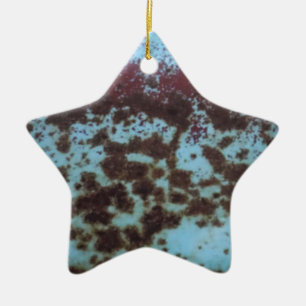 Teal Blue & Purple Rusted background Ceramic Ornament