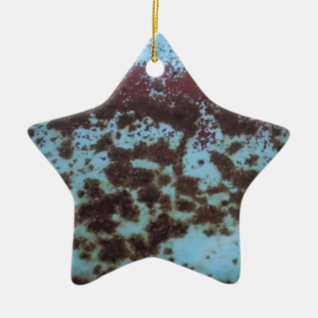Teal Blue & Purple Rusted background Ceramic Ornament (Front)