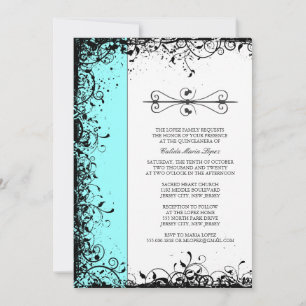 Teal Blue Quinceanera Invitations