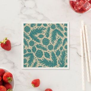 Teal Blue Retro Cosy Christmas Charm Napkin