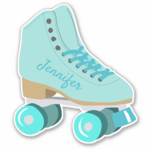 Teal Blue Retro Quad Roller Skate Personalised