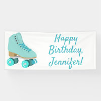 Teal Blue Retro Quad Roller Skate Personalised