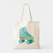 Teal Blue Retro Quad Roller Skate Personalised Tote Bag (Back)
