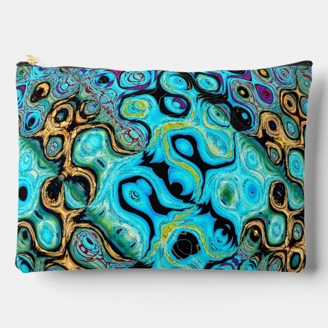 Teal Blue Ripples Accessory Bag (Front)